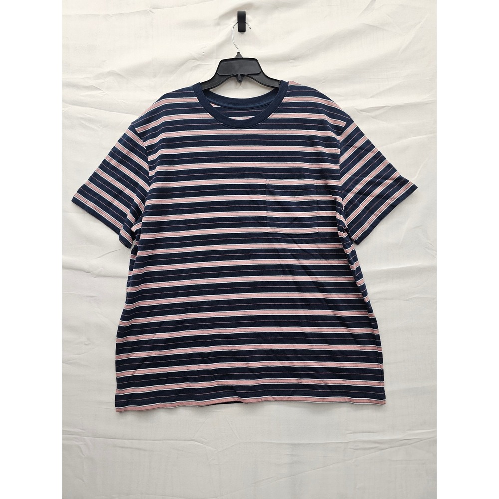 Goodfellow & Co Mens Striped Pocket T-Shirt Pink Cotton Casual Size XL